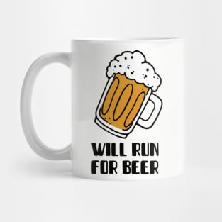 Will Run For Beer T-Shirt | Funny Running T-Shirt Mug
